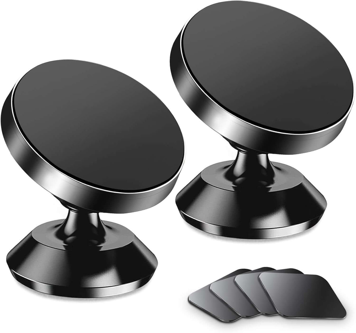 Universal Magnetic Car Phone Holder - Dash Mount with Strong Magnet & 4 Plates for All Cell Phones