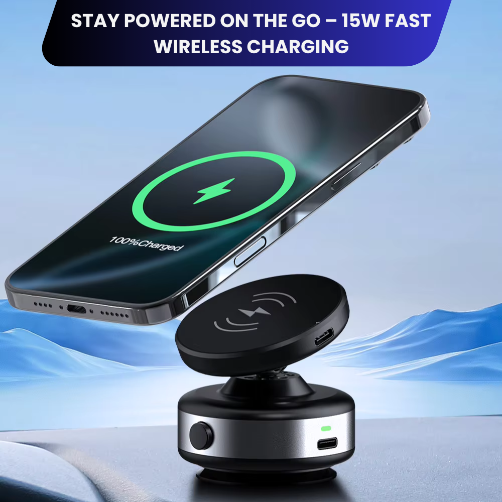 MagSafe Car Mount - 360° Adjustable N52 Magnetic Holder with Super Suction for Windshield/Dashboard, Compatible with iPhone