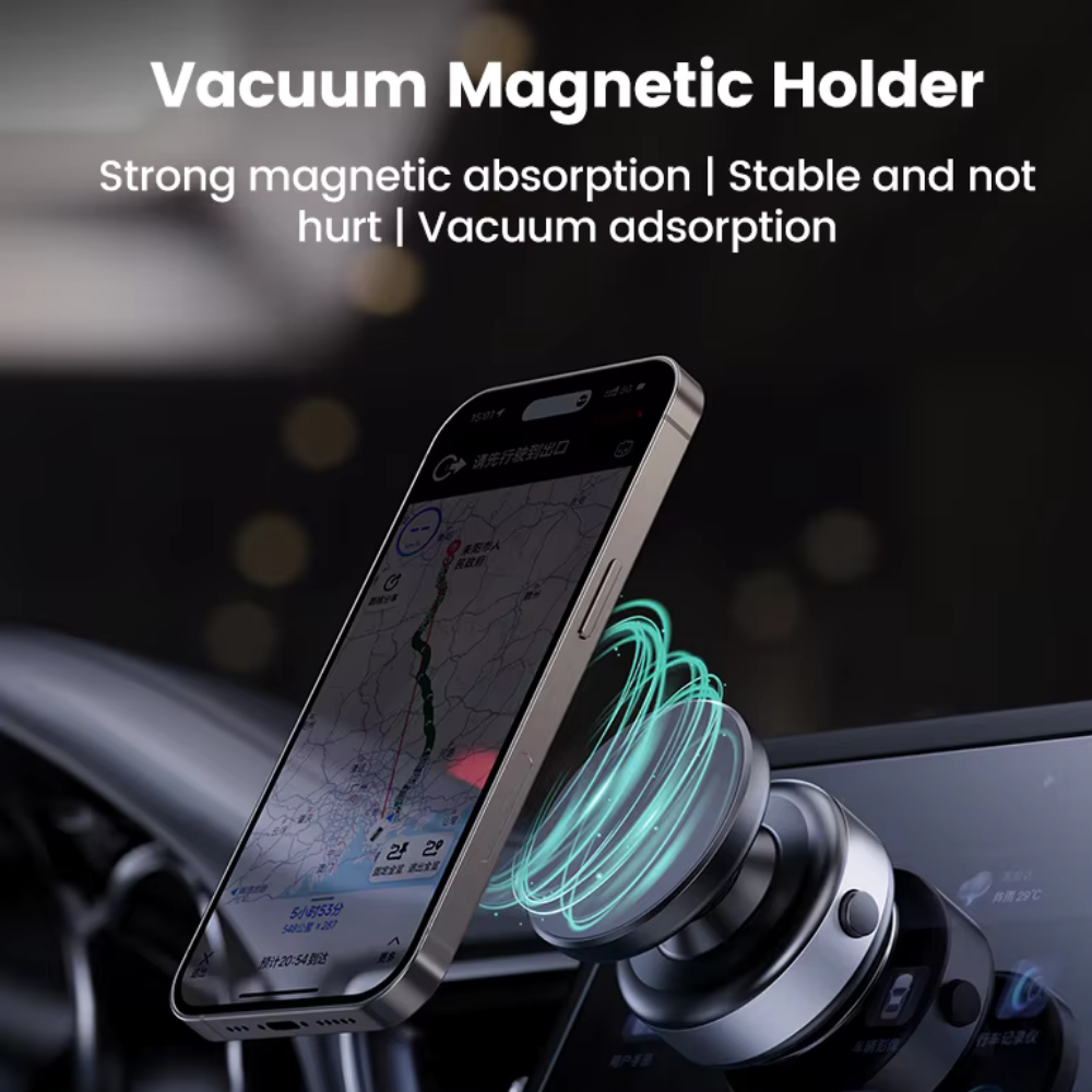 Upgraded Magnetic Car Phone Mount, 360° Adjustable Vacuum Suction for Car/Gym/Mirror, Fits Magsafe iPhone 16-12 & Android (Strong Hold)
