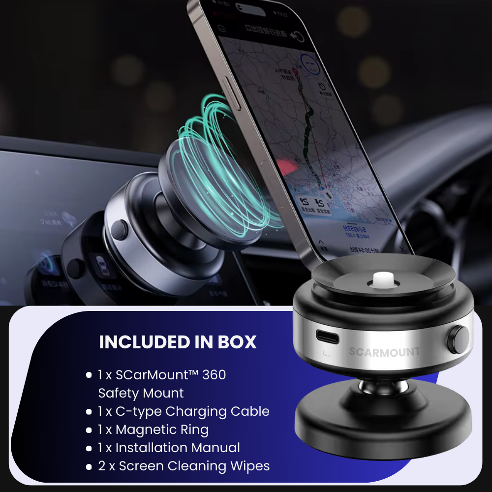 Upgraded Magnetic Car Phone Mount, 360° Adjustable Vacuum Suction for Car/Gym/Mirror, Fits Magsafe iPhone 16-12 & Android (Strong Hold)