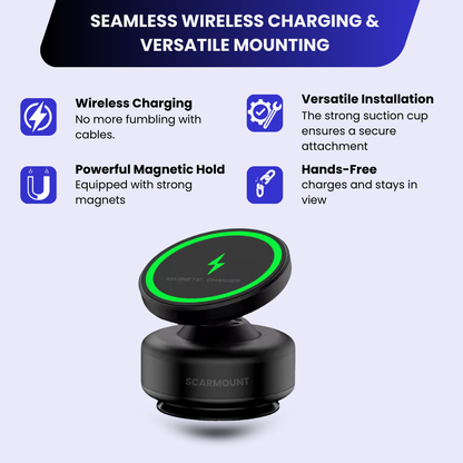 MagSafe Car Mount - 360° Adjustable N52 Magnetic Holder with Super Suction for Windshield/Dashboard, Compatible with iPhone