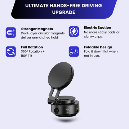 Upgraded Magnetic Mount for iPhone/Android, Electric Vacuum Suction Phone Mount, 360 Portable Phone Holder