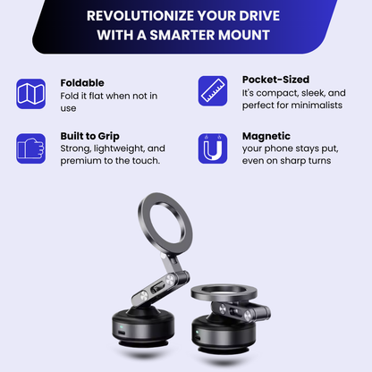 360° Electric Vacuum Magnetic Car Phone Holder - Ultra Strong Suction Adjustable Mount for All Smartphones & iPhone Models