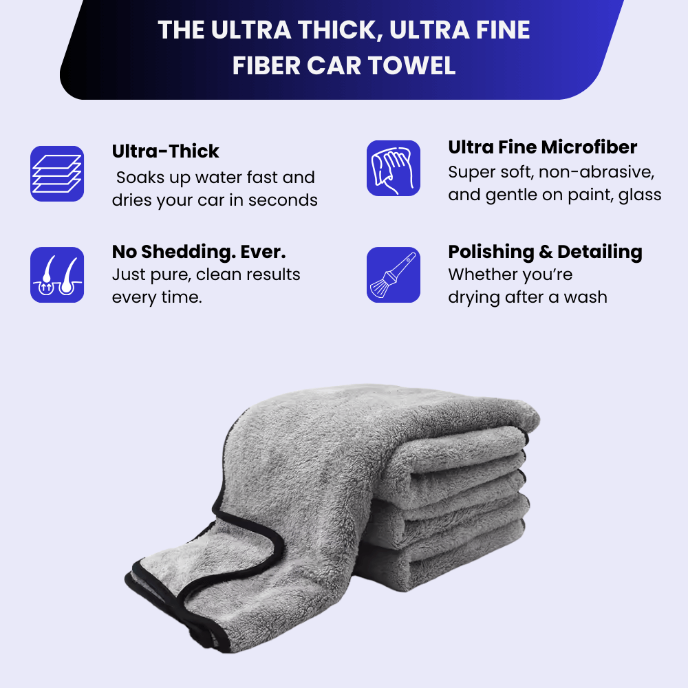 PFM Terry Weave Microfiber Car Drying Towel – Ultra-Absorbent, Double-Sided for Spotless Finish