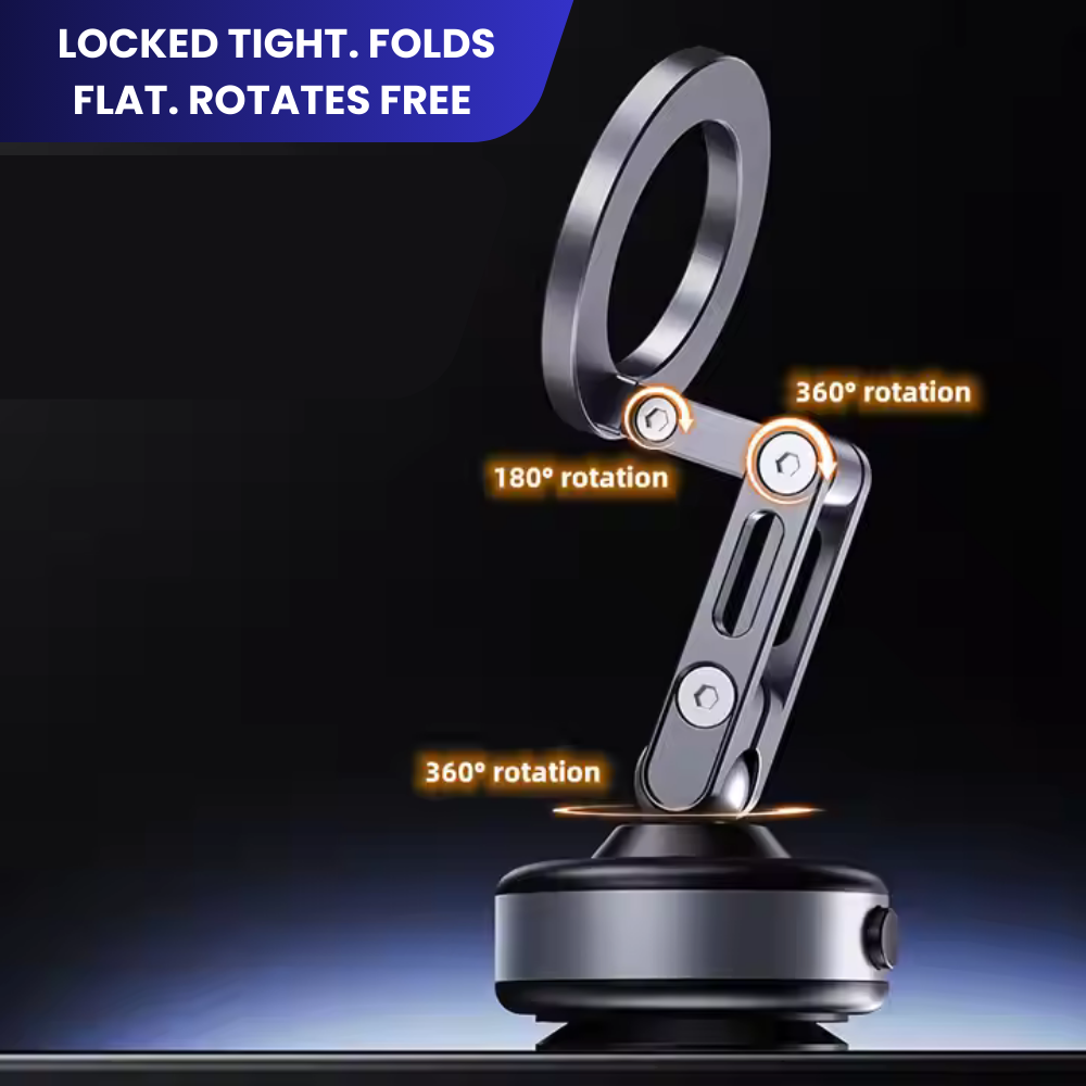 360° Electric Vacuum Magnetic Car Phone Holder - Ultra Strong Suction Adjustable Mount for All Smartphones & iPhone Models