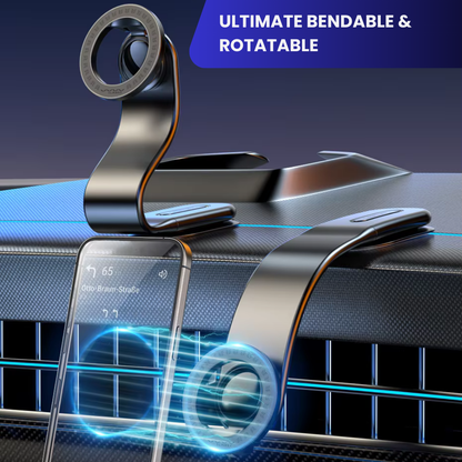 Flexible Bendable Aluminum Alloy Magnetic Phone Holder for Car - Phone Mount for Car with 2 Bases, 2 Metal Rings