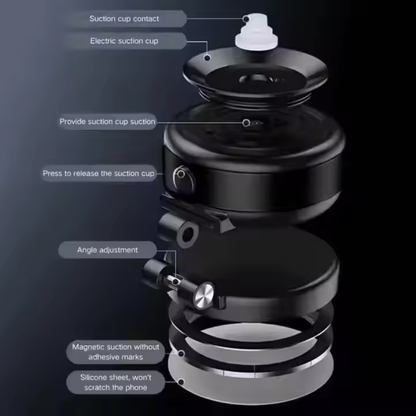 Suction Cup Car Mount, Electric Vacuum Magnetic Holder, Foldable Smart Double-Sided Magnetic Phone Holder
