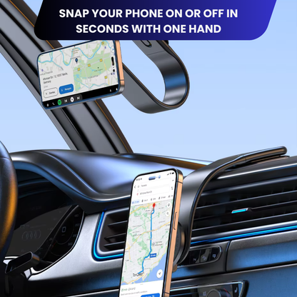 Flexible Bendable Aluminum Alloy Magnetic Phone Holder for Car - Phone Mount for Car with 2 Bases, 2 Metal Rings