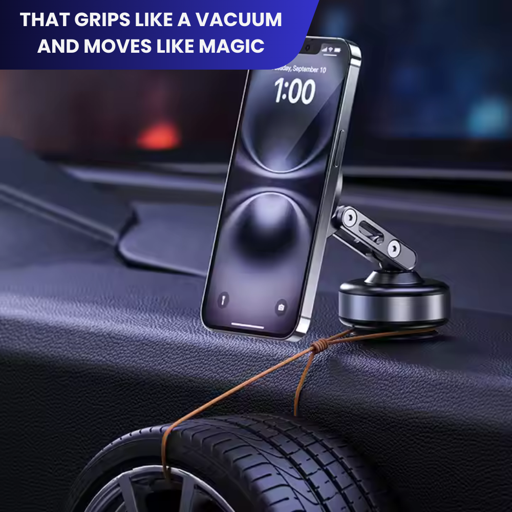 360° Electric Vacuum Magnetic Car Phone Holder - Ultra Strong Suction Adjustable Mount for All Smartphones & iPhone Models