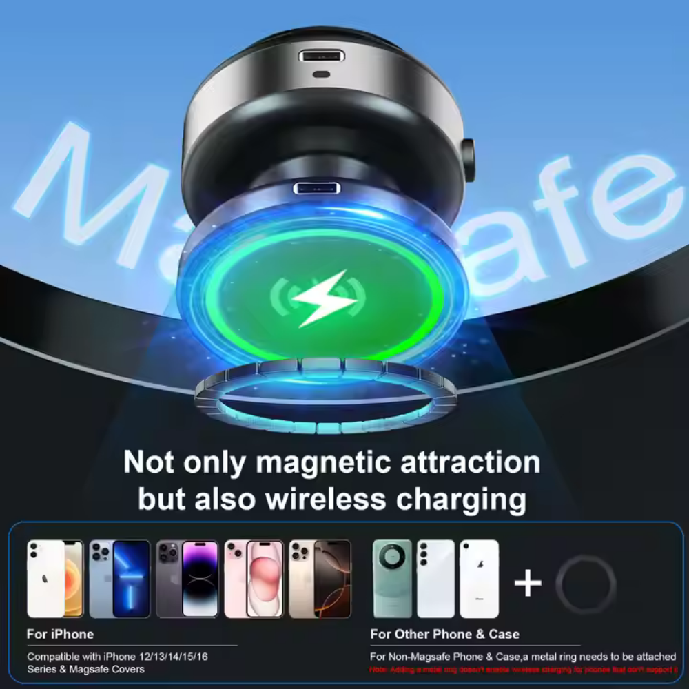 MagSafe Car Mount - 360° Adjustable N52 Magnetic Holder with Super Suction for Windshield/Dashboard, Compatible with iPhone