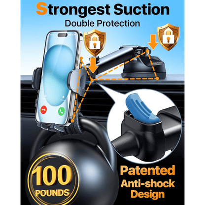 2025 Upgraded Car Phone Holder, Cell Phone Holder for Car Mount for Dashboard Windshield Air Vent Long Arm Thick Case
