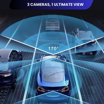 Dash Cam Front and Rear Inside, 1080P FHD Three Channels Dash Camera for Cars, WDR, G Sensor, Loop Recording, Parking Monitor, 24 Hours Recording