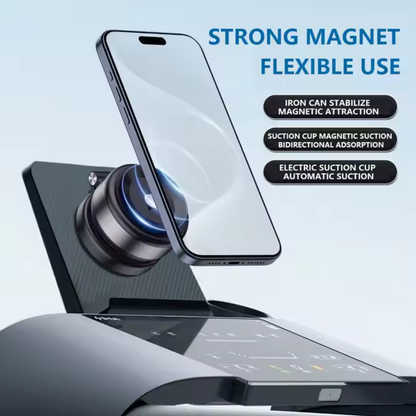Suction Cup Car Mount, Electric Vacuum Magnetic Holder, Foldable Smart Double-Sided Magnetic Phone Holder