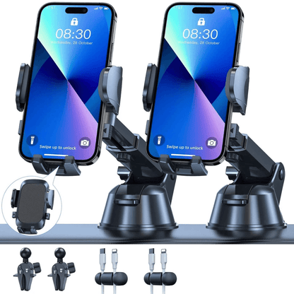 2025 Upgraded Car Phone Holder, Cell Phone Holder for Car Mount for Dashboard Windshield Air Vent Long Arm Thick Case
