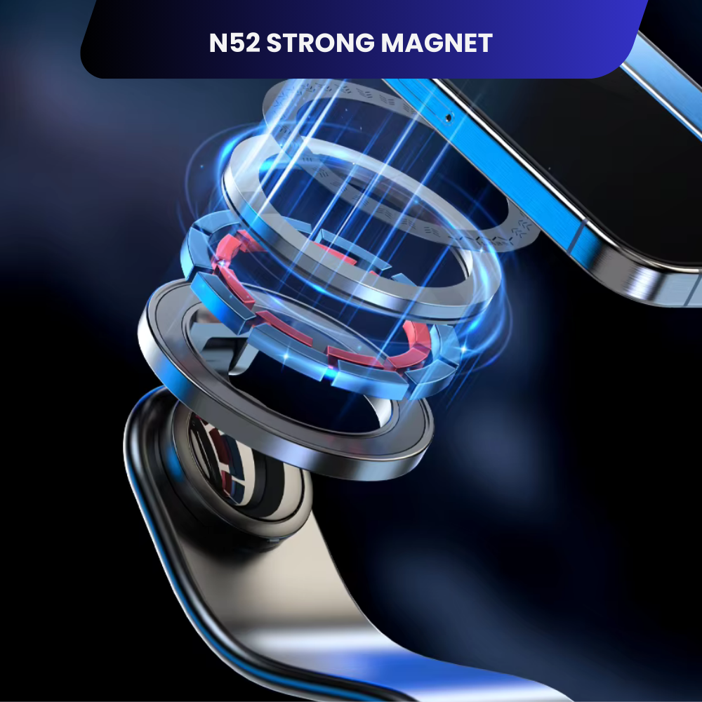 Flexible Bendable Aluminum Alloy Magnetic Phone Holder for Car - Phone Mount for Car with 2 Bases, 2 Metal Rings
