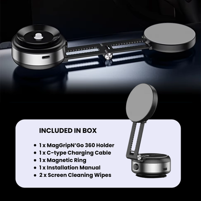Suction Cup Car Mount, Electric Vacuum Magnetic Holder, Foldable Smart Double-Sided Magnetic Phone Holder