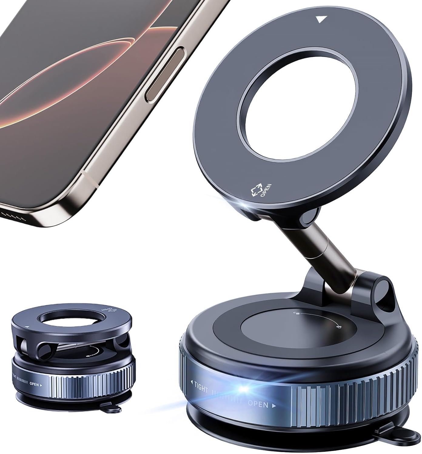 Magnetic Car Phone Holder for Magsafe – 98LBS Ultra Suction, 360° Adjustable Mount for iPhone 16/15/14/13/12 Pro Max & Plus