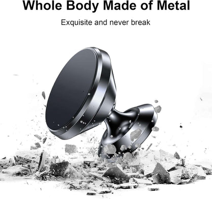 Universal Magnetic Car Phone Holder - Dash Mount with Strong Magnet & 4 Plates for All Cell Phones