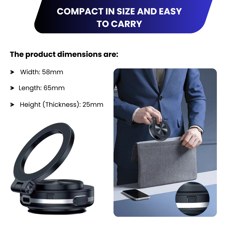 Vacuum Magnetic Car Phone Mount, 360° Rotatable & Stable, Strong Suction for Car & All Smooth Surfaces, Compatible with All Phone Types