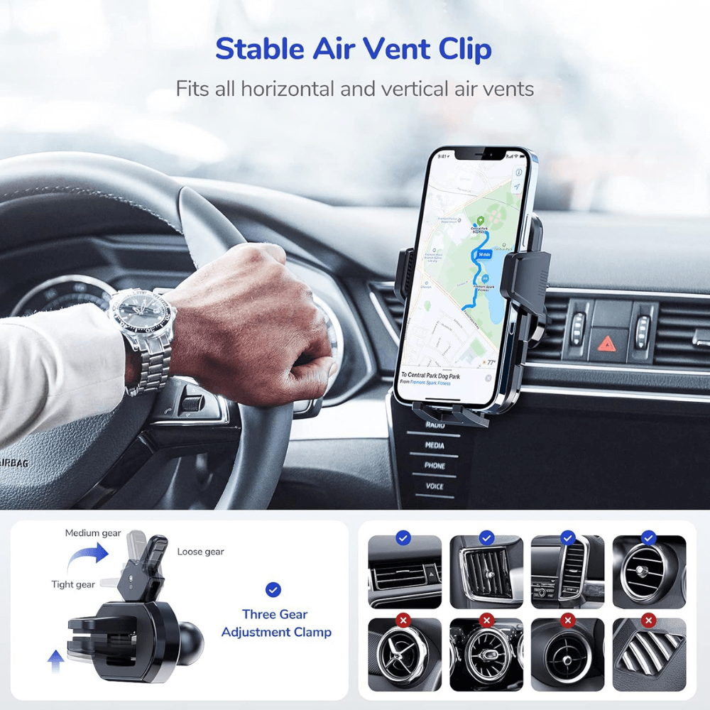 2025 Upgraded Car Phone Holder, Cell Phone Holder for Car Mount for Dashboard Windshield Air Vent Long Arm Thick Case