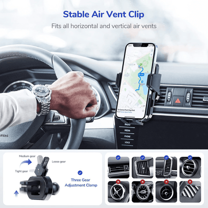 2025 Upgraded Car Phone Holder, Cell Phone Holder for Car Mount for Dashboard Windshield Air Vent Long Arm Thick Case