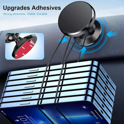 Universal Magnetic Car Phone Holder - Dash Mount with Strong Magnet & 4 Plates for All Cell Phones