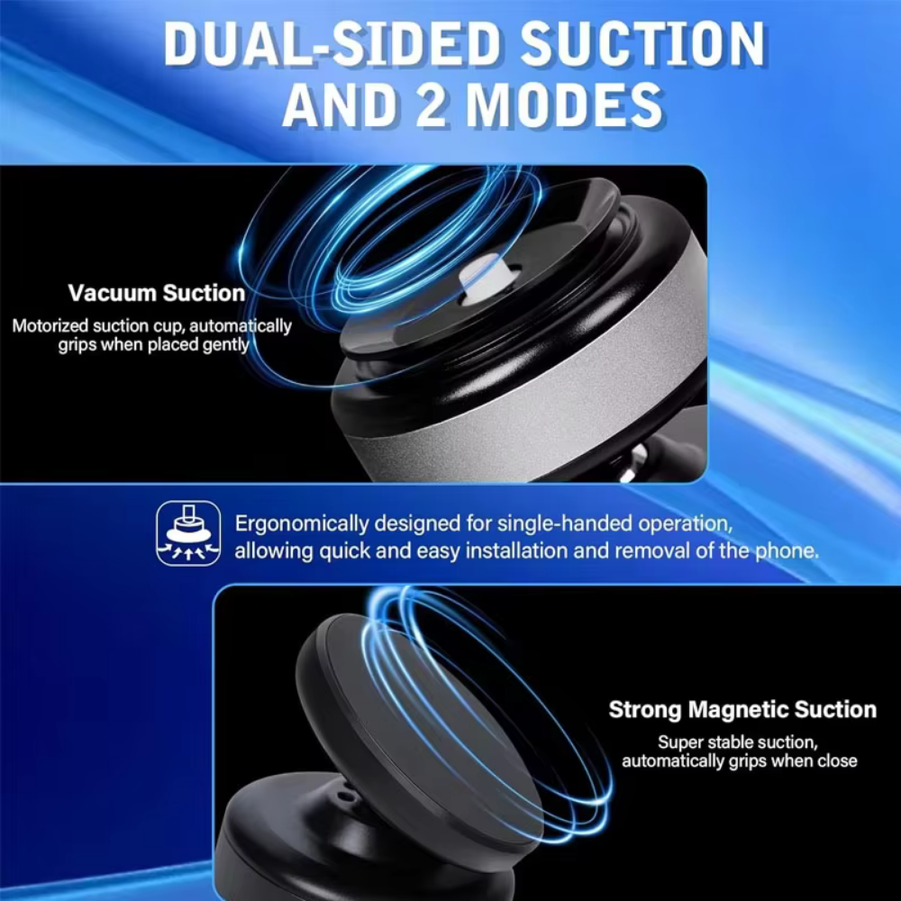 Upgraded Magnetic Car Phone Mount, 360° Adjustable Vacuum Suction for Car/Gym/Mirror, Fits Magsafe iPhone 16-12 & Android (Strong Hold)