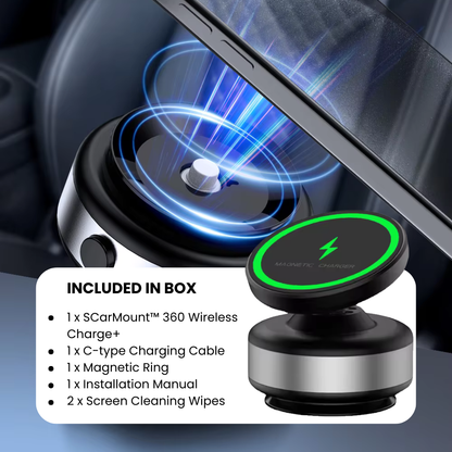 MagSafe Car Mount - 360° Adjustable N52 Magnetic Holder with Super Suction for Windshield/Dashboard, Compatible with iPhone