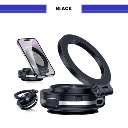 Vacuum Magnetic Car Phone Mount, 360° Rotatable & Stable, Strong Suction for Car & All Smooth Surfaces, Compatible with All Phone Types