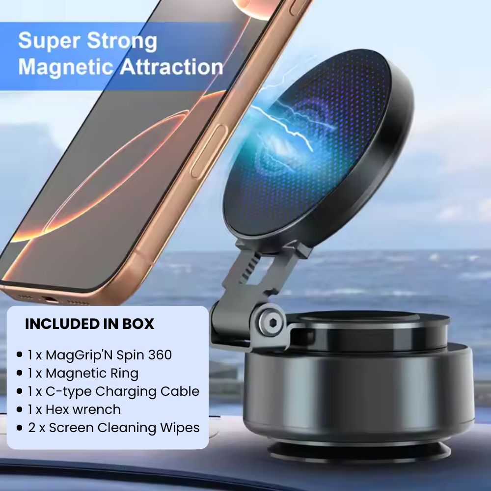 Upgraded Magnetic Mount for iPhone/Android, Electric Vacuum Suction Phone Mount, 360 Portable Phone Holder
