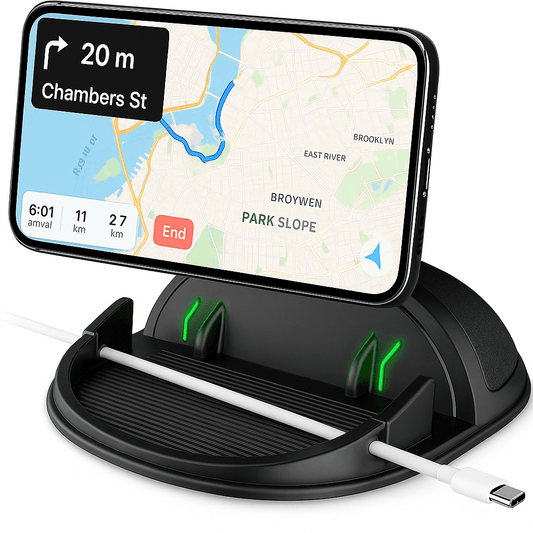 Car Phone Mount with Silicone Pad, Non-Slip Dashboard Phone Holder for iPhone Samsung Android Smartphones GPS