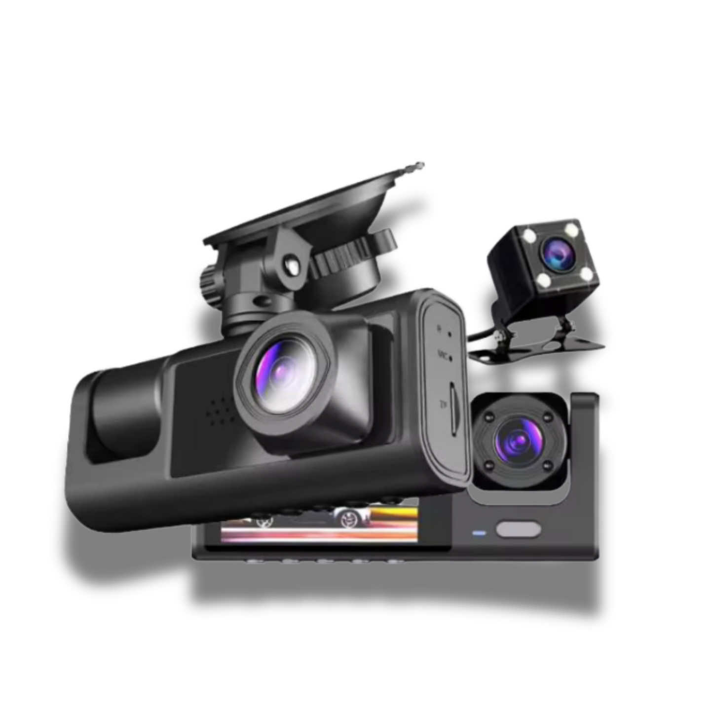 Dash Cam Front and Rear Inside, 1080P FHD Three Channels Dash Camera for Cars, WDR, G Sensor, Loop Recording, Parking Monitor, 24 Hours Recording
