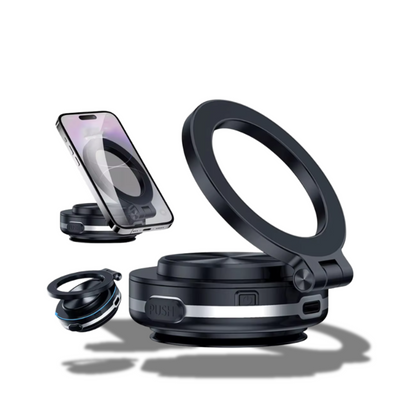 Vacuum Magnetic Car Phone Mount, 360° Rotatable & Stable, Strong Suction for Car & All Smooth Surfaces, Compatible with All Phone Types